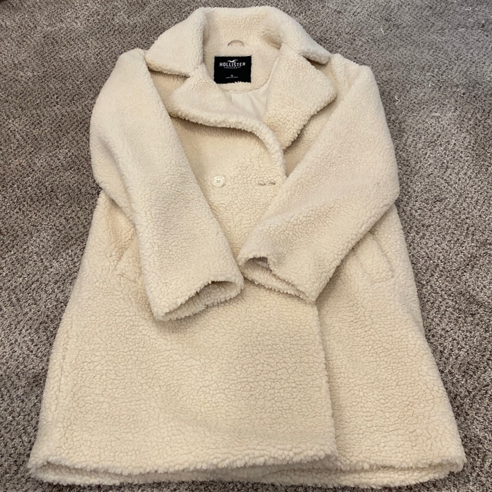HOLLISTER Cream Teddy Peacoat, S